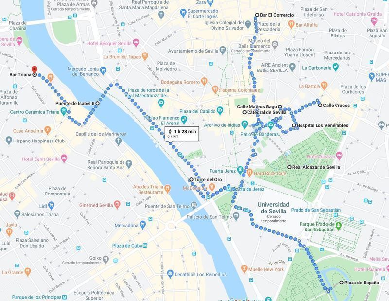 Mapa del Sevilla en un día