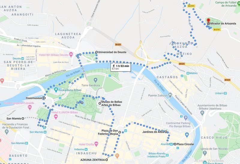 Mapa del Bilbao en 2 días