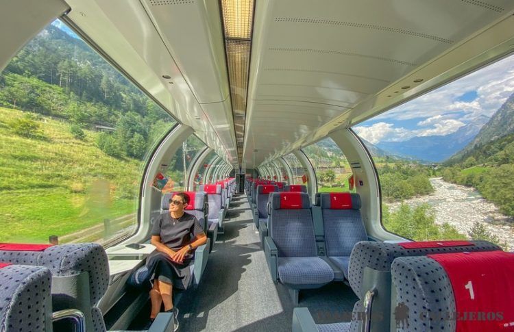 Gotthard Panorama Express, el primero de los trenes que cogimos en la ruta en trenes panorámicos por Suiza