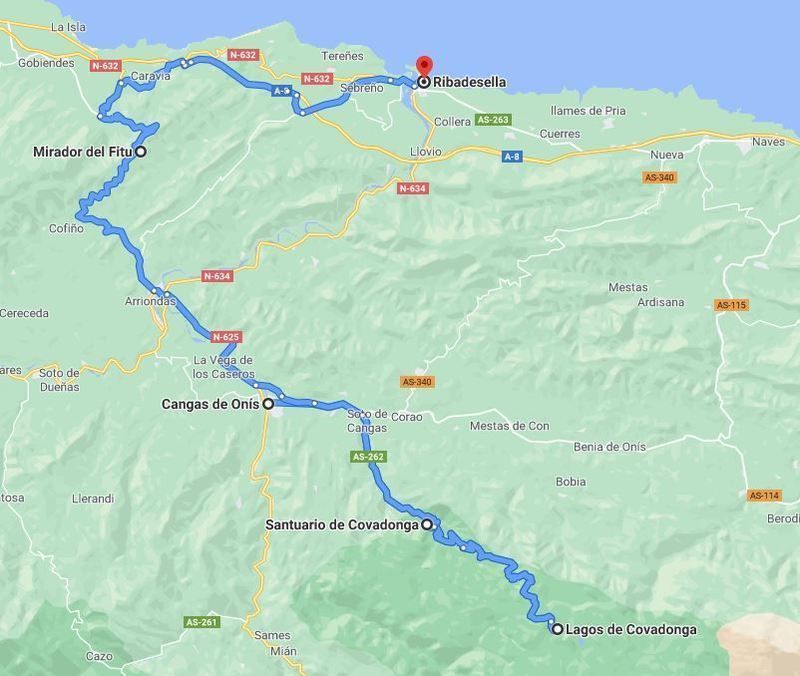 Mapa del tercer día del Asturias en 7 días