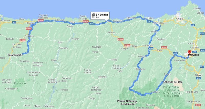 Mapa del último día del Asturias en una semana
