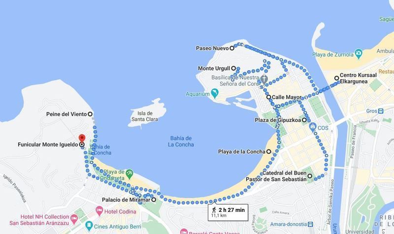 Mapa del quinto día de la ruta por el País Vasco en 7 días