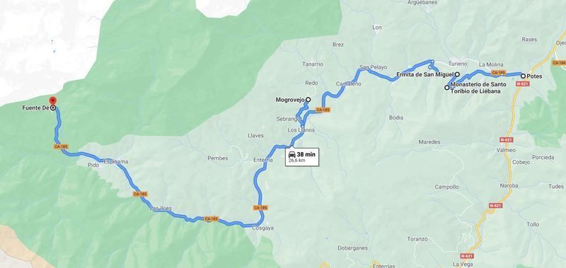 Mapa del último día del Cantabria en coche