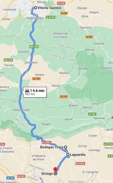Mapa del último día de la ruta por el País Vasco