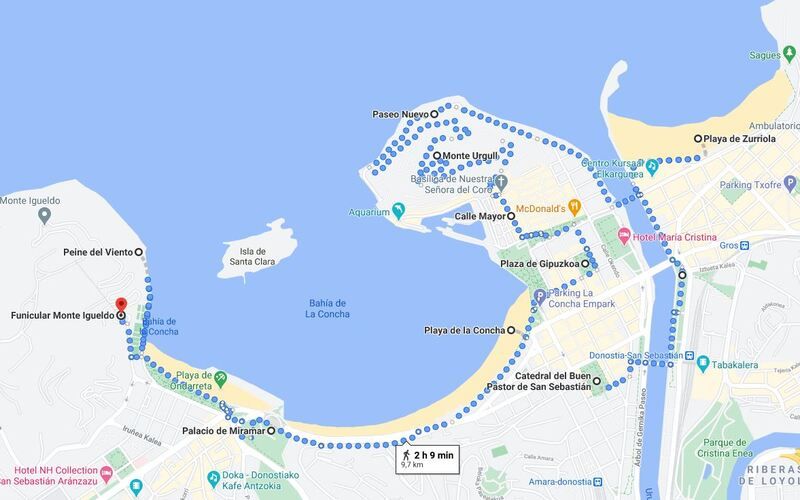 Mapa del San Sebastián en un día