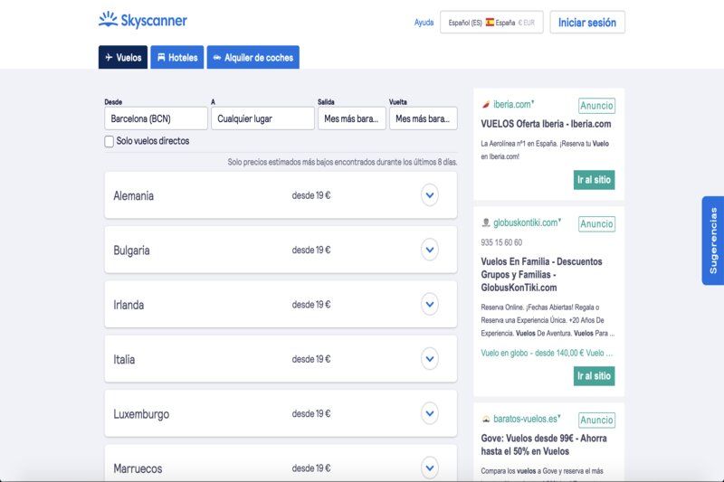 Skyscanner, un buscador para encontrar vuelos baratos