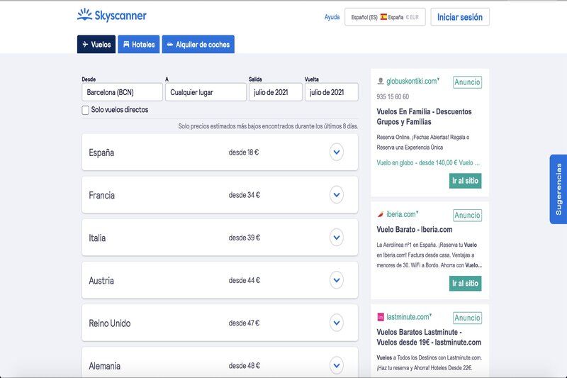Ser flexible en el destino te permitirá ahorrar mucho en los vuelos