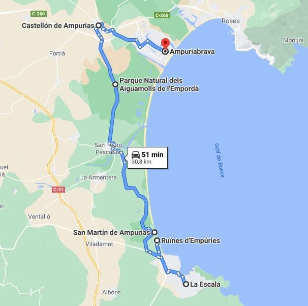 Mapa del día 4 del Costa Brava en 7 días